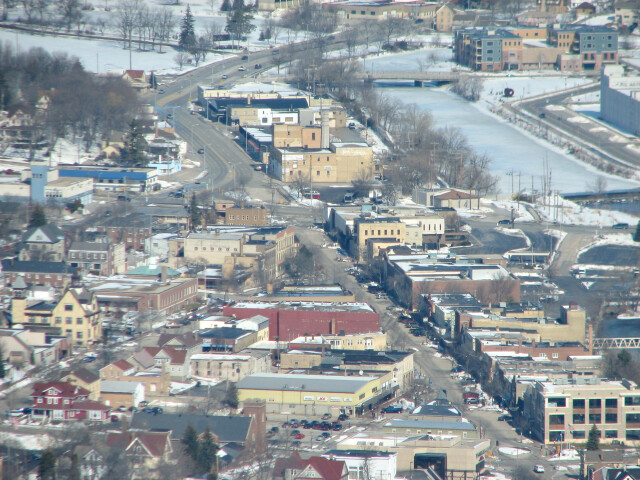 Aerial view of downtown West Bend Wisconsin image