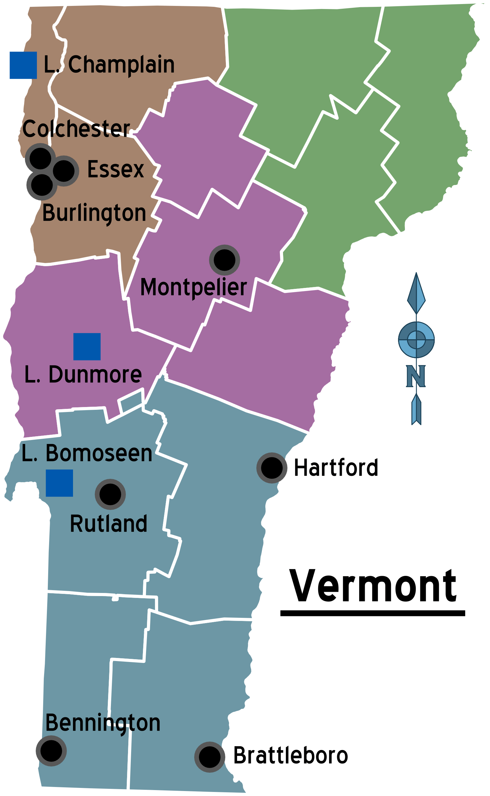 Map of Vermont Regions