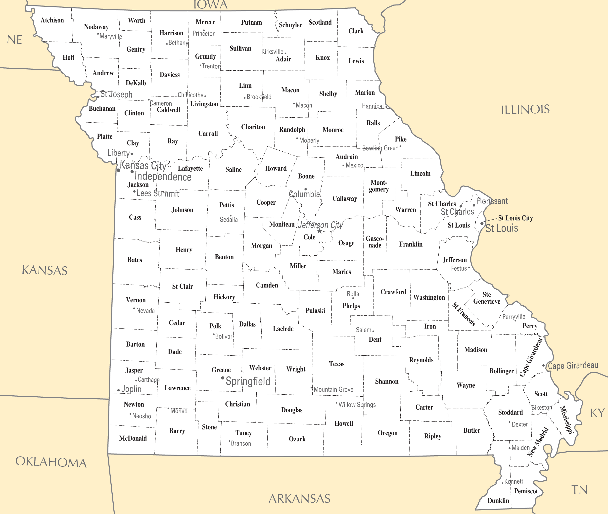 Missouri Cities And Towns