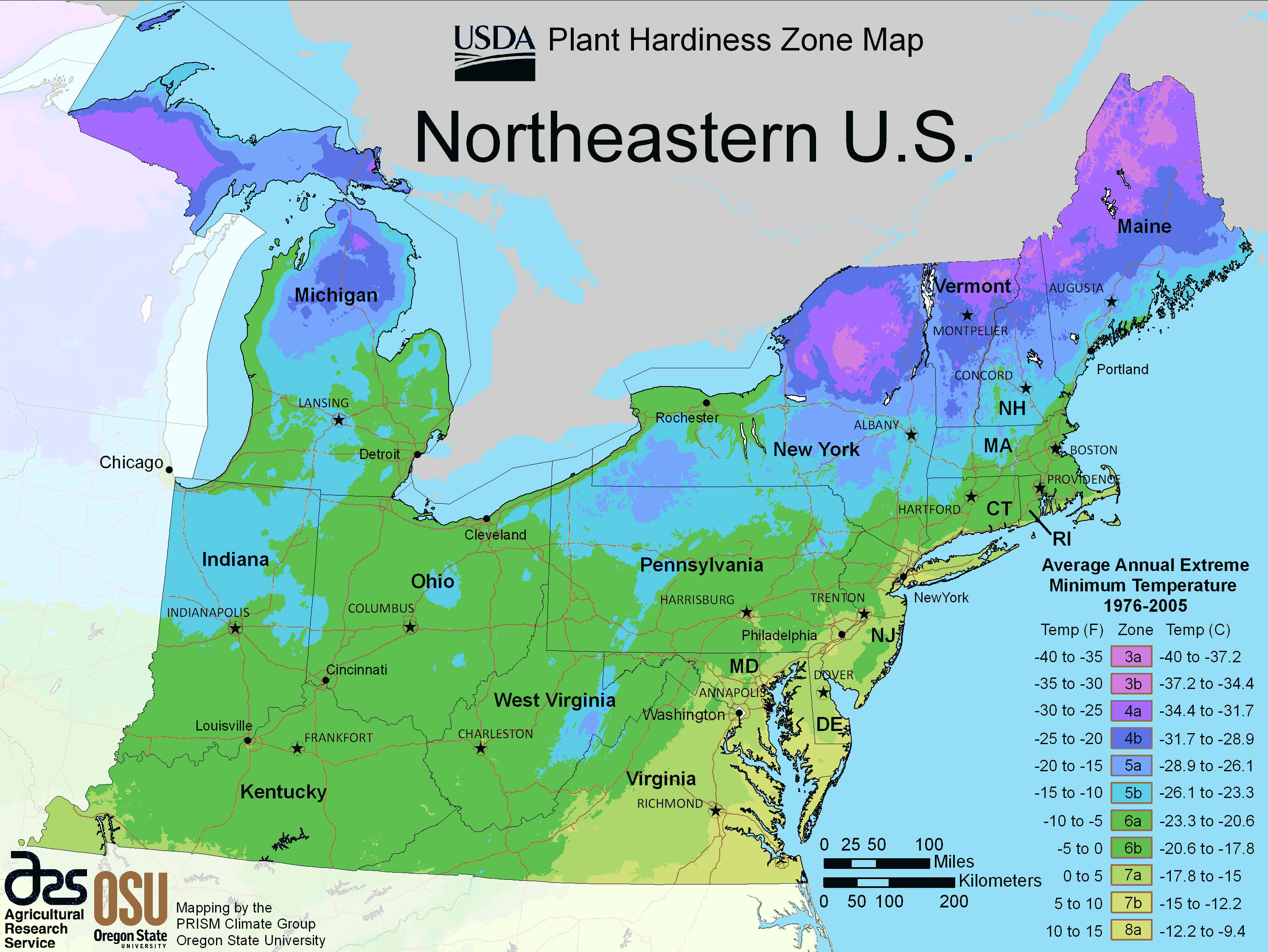 North East Us Plant Hardiness Zone Map