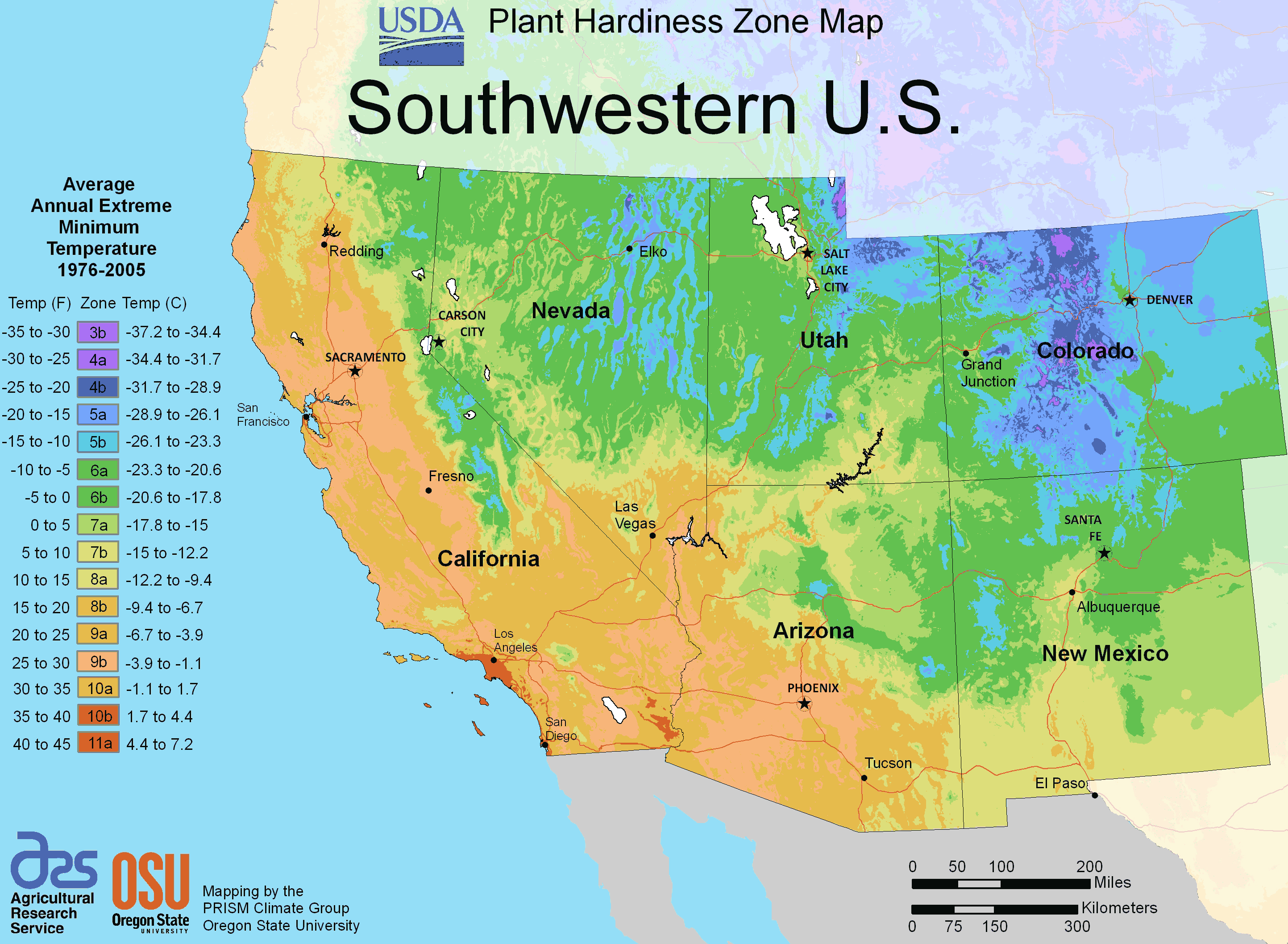 South West Us Plant Hardiness Zone Map