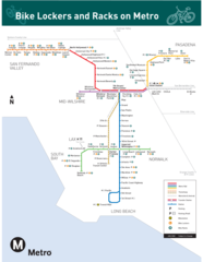 Los Angeles Metro Locer And Rack Bike Map