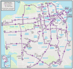 San Francisco Night Bus Map (owl)