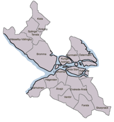 Sweden Stockholm Districts Map