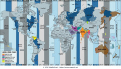 Detailed World Time Zone Map with UTC Offsets and Major Cities
