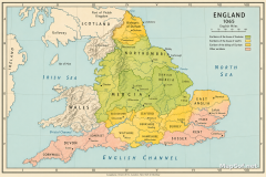 England 1065 Political Map of Earldoms Before the Norman Conquest