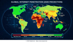 Global Internet Connectivity Map: 2025 Projected Penetration Rates