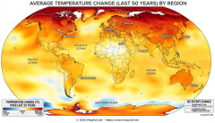 Global Temperature Change Map: 50-Year Warming & Ice Melt Trends