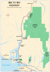 Highway And Train Way Map of Whistler