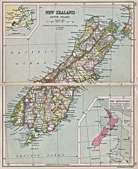 Historical Map New Zealand South Island (1913)