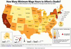 How Many Minimum‑Wage Hours to Afford a Studio? U.S. State Map