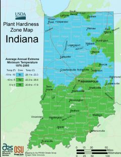 Indiana Plant Hardiness Zone Map