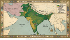 Map of the Mughal Empire at its Greatest Extent 1700 under Aurangzeb