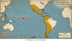 Map of the Spanish Empire in 1790 at its Territorial Peak