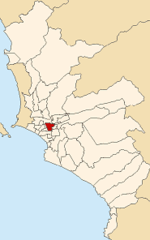 Map of Lima Highlighting La Victoria