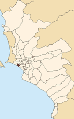Map of Lima Highlighting Magdalena Del Mar