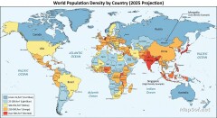 Projected World Population Density 2025 Heat Map