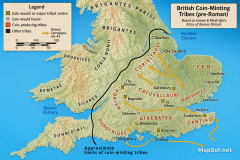 Roman Conquest of Britain Map: Coin-Minting Tribes and Campaigns (43–47 AD)
