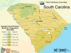 South Carolina Plant Hardiness Zone Map