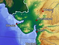 Topographic Map of Gujarat