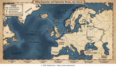 Viking Routes Map: Scandinavia to North America and Constantinople (793-1100)
