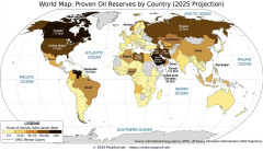 World Map: Projected Proven Oil Reserves by Country, 2025