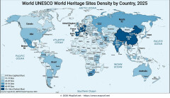 World Map: UNESCO World Heritage Sites Density by Country 2025